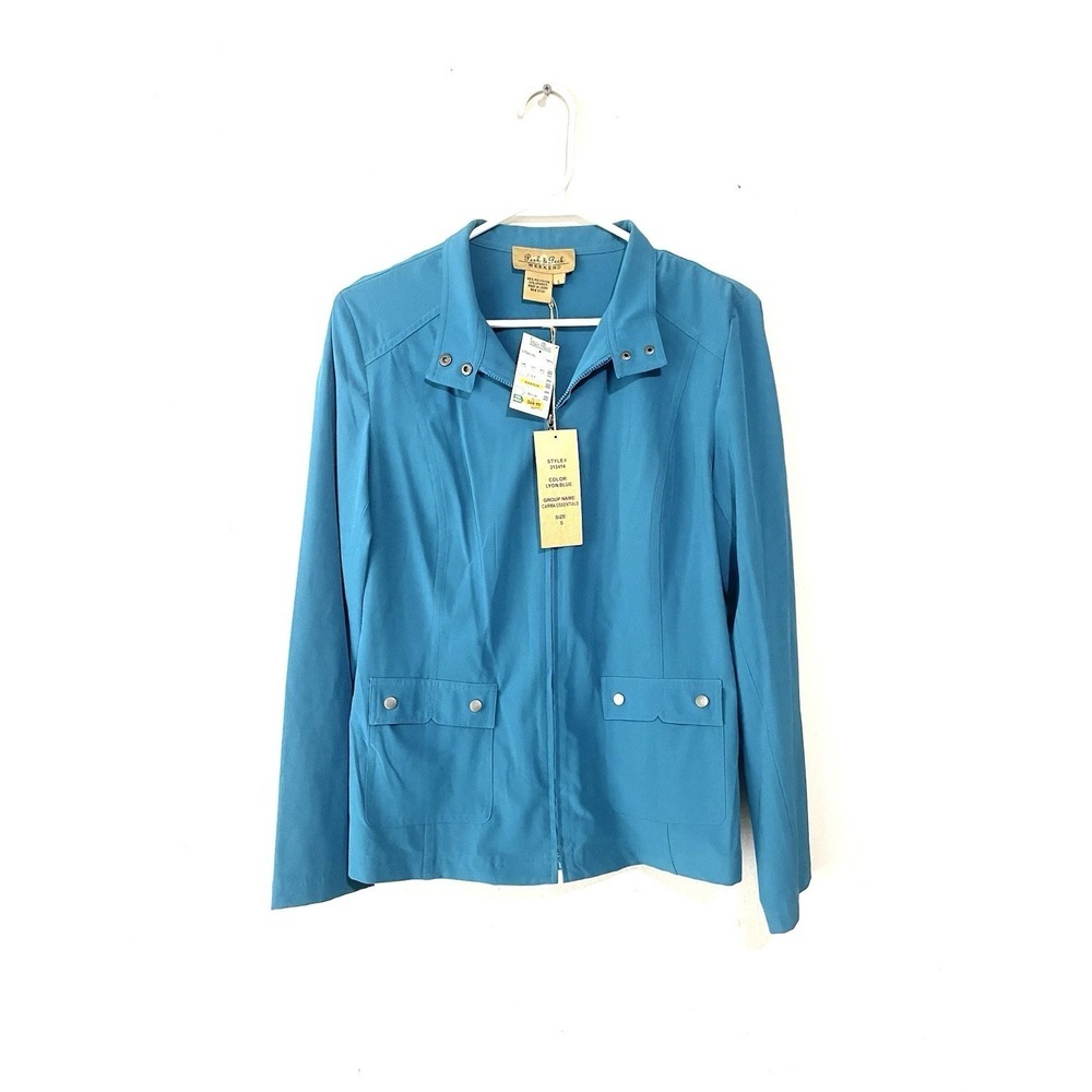 NWT Peck & Peck lightweight utility jacket ocean/turquoise blue Size S